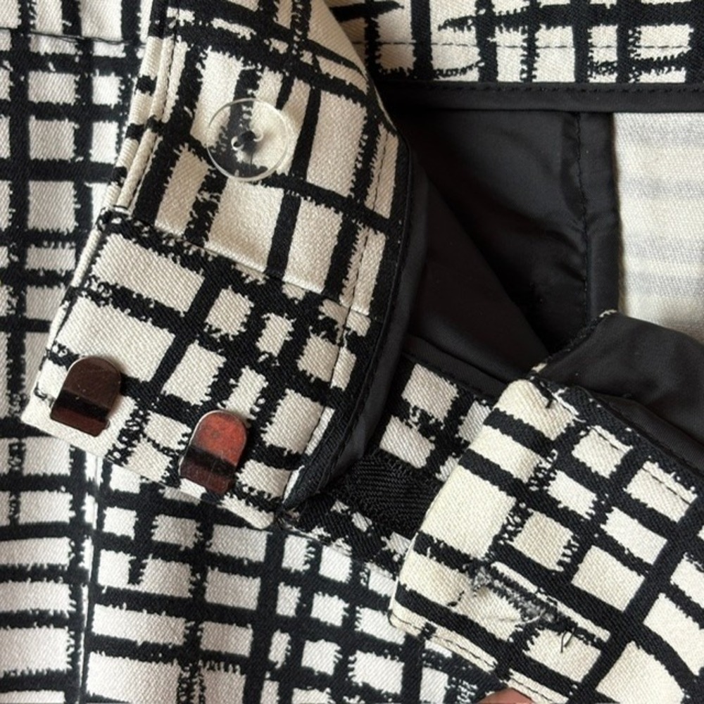 Womens 22W Ava & Viv Ankle Skinny Pants White Black Abstract Plaid Stretch - Picture 3 of 12